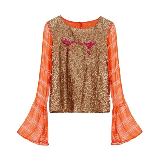 NWT ROOPA Hummingbird Sequin Blouse - Picture 3 of 8